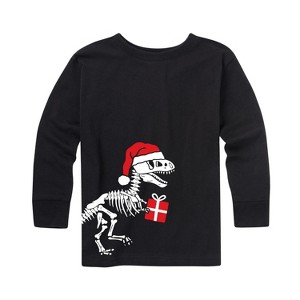 Boys' - Instant Message - Christmas Dinosaur Wrapped In Holiday Lights Long Sleeve Graphic T-Shirt - 1 of 4