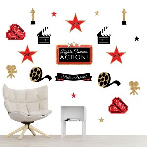 Big Dot of Happiness Red Carpet - Peel and Stick Movie Theater Decor Vinyl Wall Art Stickers - Wall Decals - Set of 20 - 1 of 4