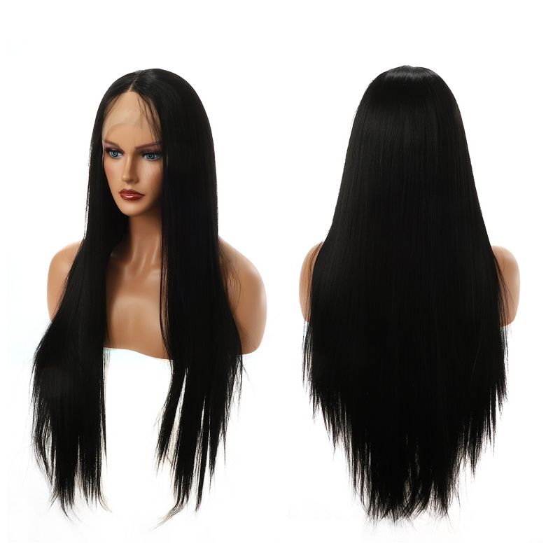 Unique Bargains Long Straight Hair Lace Front Wigs for Women with Wig Cap 24" 21" - 23" 1PC, 3 of 7