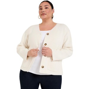 June + Vie by Roaman's Women's Plus Size Sweater Jacket - 1 of 4