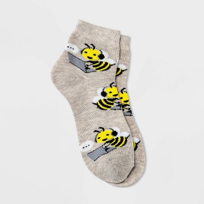 Women's Worker Bee Ankle Socks - Xhilaration™ Oatmeal Heather 4-10