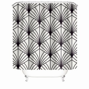 Black Shell Line Shower Curtains for Bathroom Waterproof Fabric Bath Curtain Durable Soft Stylish Bathroom Decor 72x72 Inch - 1 of 1
