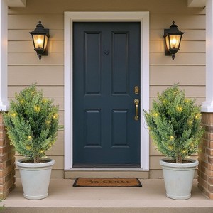 GAOMON 30" Artificial Cypress Topiary Ball Trees with Ground Spike, Set of 2 Artificial Shrubs Bushes Fake Evergreen Plants - 1 of 4