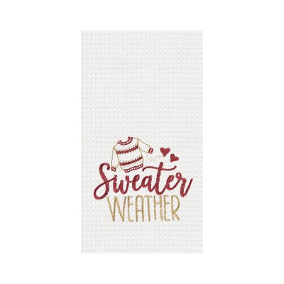 C&F Home Sweater Weather Embroidered Waffle Weave Cloth Thanksgiving Kitchen Towel