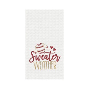 C&F Home Sweater Weather Embroidered Waffle Weave Cloth Thanksgiving Kitchen Towel - 1 of 4