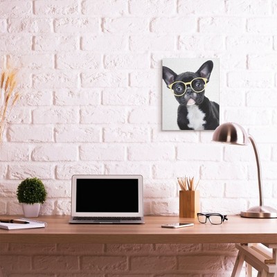 Sophisticated Puppy Dog French Bulldog Glasses Canvas Wall Art, 16 x 20