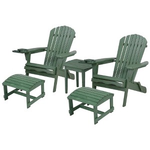 Jiallo Foldable Adirondack Chair with cup holder Conversation Set, 2 Foldable Adirondack Chairs with cup holders with Ottoman and 1 End Table - 1 of 4