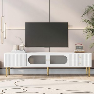 TV Stand with Storage Cabinet Drawers Easy Assembly TV Cabinet Media TV Console Entertainment Center for TVs Up to 80" White - 1 of 1