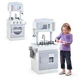 Costway Kids Kitchen PlaySet Pretend Wooden Play Kitchen with IceDispenser&Stovefor Toddler