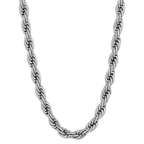 Black Rope Chain Stainless Steel Necklace Link Jewelry Mens 24In-40In 3mm-4mm 