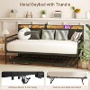 ZevemomoTwin Daybed with Pop Up Trundle,Heavy Duty Metal Twin Bed Frame，LED Lights Upholstered Headboard,for Living Room Bedroom Guest Room,Black - 2 of 4