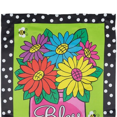 Green Polyester Seasonal House Flag with Floral Design, 28" x 40"