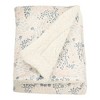 Nicole Miller Abstract Floral Printed Mink/Faux Shearling Throw Blanket - White - 4 of 4