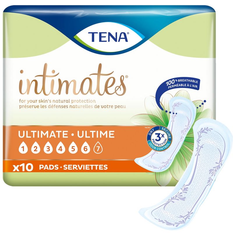 TENA Intimates Ultimate Absorbency Incontinence Pads, Regular Length, 40 count, 1 of 3