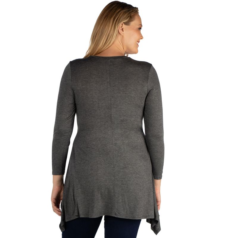 24seven Comfort Apparel Womens Long Sleeve Split Hemline Plus Size Tunic Top, 3 of 5