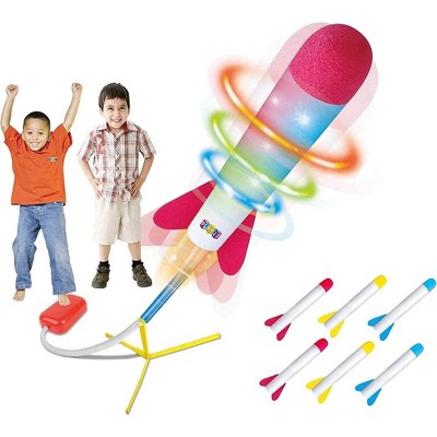 Toy Jump Rocket Launcher Set with LED Lights - Includes 6 Rockets Soars Up to 100 Feet - Play22usa