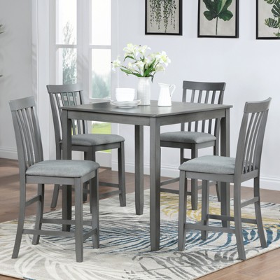 AZL1 Life Concept Dining Sets Dining Table Set, Kitchen Table Set for 4, 4 Piece Wooden Dining Room Table Set with 4 Chairs, Gray, 34.5”*34.5“*36"