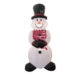 Celebrations LED Inflatable White Snowman with Vest - 8 ft. - 1 of 1