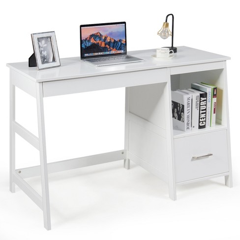 Costway Home Office Computer Desk White Study Desk Laptop Table