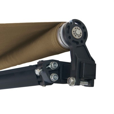 10 x 8 ft Sand Polyester Motorized Patio Awning with Black Frame