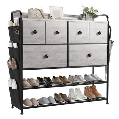 REAHOME 6 Drawer Steel Frame Storage Organizer Narrow Dresser Chest with  Durable MDF Top, Adjustable Feet, and Wall Safety Attachment, Light Grey