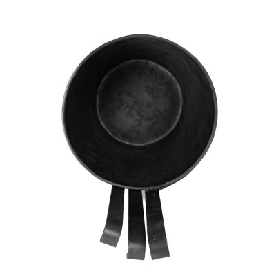 Set of 3 Black Galvanized Metal Hanging Planters