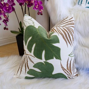 PAGED 20" Square Accent Pillow, Bed Pillow with Leaf Pattern and Removable Cover, Decorative Throw Pillow for Bed, Sofa - 1 of 4