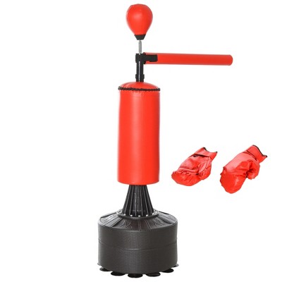 Soozier Boxing Speed Punch Bag Freestanding with Reflex Bar and Gloves Rotating Flexible Arm, Speed Ball, Waterable Base for Adult & Kids