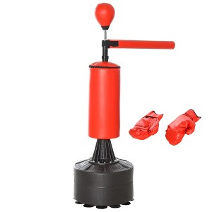 Soozier Boxing Speed Punch Bag Freestanding with Reflex Bar and Gloves Rotating Flexible Arm, Speed Ball, Waterable Base for Adult & Kids - 1 of 4