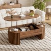 47.2'' Oval Lift-Top Coffee Table with Storage, MDF Wood Center Table with Hidden Compartment for Living Room - Cuddlewood - 2 of 4
