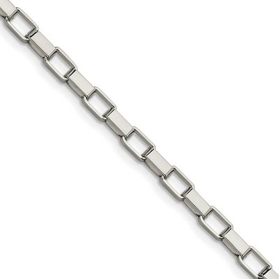 Black Bow Jewelry Men's 4.8mm Stainless Steel Open Box Chain Bracelet, 8 Inch