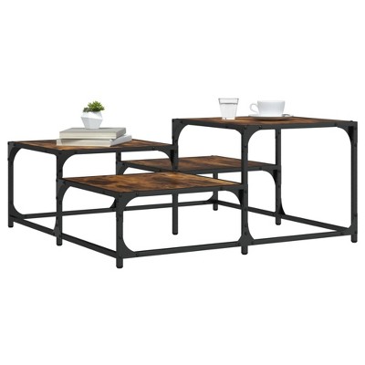 vidaXL Coffee Table Smoked Oak 34.4 in.x34.4 in.x15.7 in. Engineered Wood