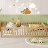 Kumasinova Kids Floor Bed with Safety Guardrails,Queen Rubber Wood Platform Bed with Door & Slats for Boys,Girls,Teens,No Box Spring Needed - 2 of 4