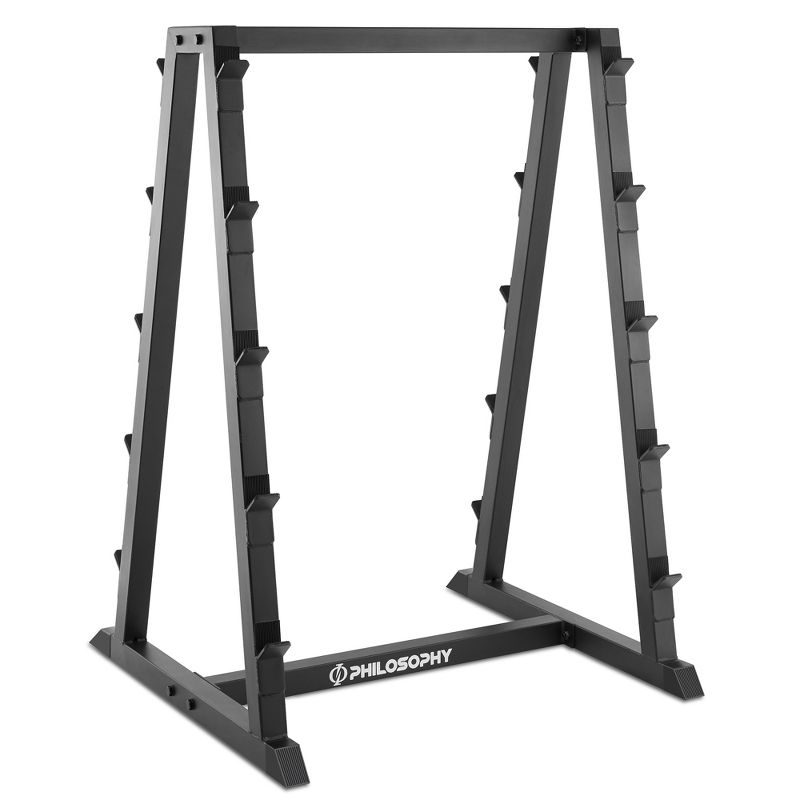 Philosophy Gym 10-Bar Fixed Barbell Weight Rack - Heavy-Duty Storage Holder for Straight & EZ Curl Pre-Weighted Bars, 1 of 8