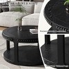 INFURNIC Coffee Tables 31.5 Inch Round Solid Wood Coffee Table with Two Tier Design and Sturdy Legs for Living Room, Black, 31.5"*31.5"*17.72" - 4 of 4