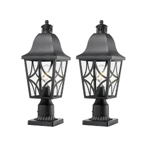 YUHAO Gardens, Yards or Entrances Anti-Rust Waterproof Outdoor Post Light Modern Black(2 PACK) - 1 of 4