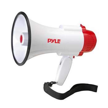 Pyle Quadratisches Megafon Bullhorn, 100 W, leichtes und tragbares lautes  Lufthorn mit Aux (3,5 mm) Eingang für MP3/Musik, automatische Sirene