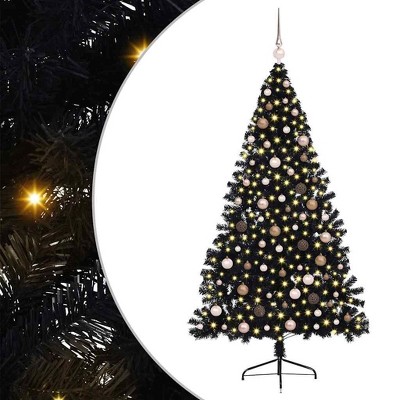 vidaXL Artificial Pre-lit Christmas Tree with 300 LEDs Black 82.7" PVC