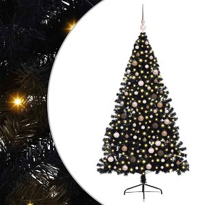 vidaXL Artificial Pre-lit Christmas Tree with 300 LEDs Black 82.7" PVC - 1 of 4