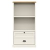 vidaXL VIGO 2-Tier Bookcase with Drawers - White Solid Pine Wood Storage Shelf for Living Room/Bedroom/Study - 4 of 4