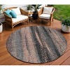 Blue Charcoal And Copper Botanical Leaves Washable Indoor Outdoor Area Rug - 2 of 4