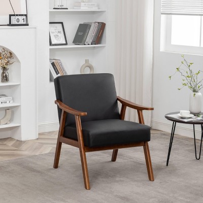 NicBex PU Leather/Microfiber/Velvet Upholstered Accent Chair with Wood Frame,Mid Century Arm Chair for Bedroom,Reading Room