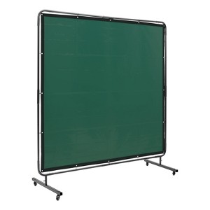 VEVOR Welding Screen with Frame, 6' x 6' Welding Curtain Screen, Flame-Resistant Vinyl Welding Protection Screen on 4 Swivel Wheels, Green - 1 of 4