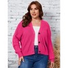 Womens Plus Size Cardigan Long Sleeve Cable Knit Sweater Front Button Down Rib Knitted Sweaters Above Hip Knit Shrugs Fall Cardigans - 3 of 4