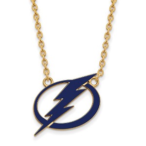 Black Bow Jewelry 14k Yellow Gold Plated Sterling Silver Tampa Bay Lightning NHL Necklace 18 Inch - 1 of 4