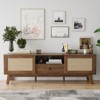 ORRD Rattan TV Stand Mid Century Modern | Boho Media Console with Storage Drawer & 2 Cabinets for Living Room，Walnut - 3 of 4