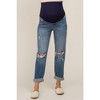PinkBlush Blue Distressed Knee Rolled Hem Maternity Straight Leg Jeans - 4 of 4