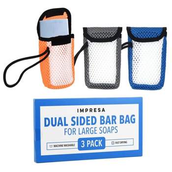 IMPRESA 3 Pack Exfoliating Soap Saver Pouch for Bar Soap, Fits Duke Cannon, Dual-Sided Soap Scrubber Pouch, Exfoliating Soap Saver Bag, Soap Bag,