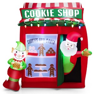 Gymax 6.3' Christmas Inflatable Gingerbread Cookie Shop w/ Santa Clause Perfect Decoration w/ LED Lights for Gardens Lawns Shopping Centers - 1 of 1