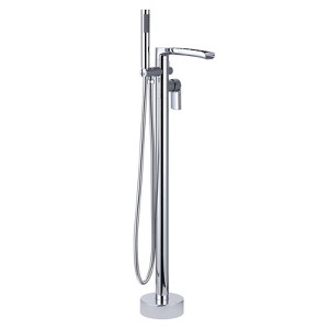 WOWOW Single Handle Freestanding Tub Faucet with Hand Shower in Brushed Gold - 1 of 4